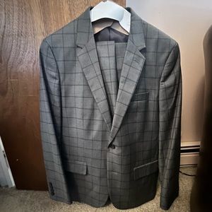 Mens Gray Plaid Suit